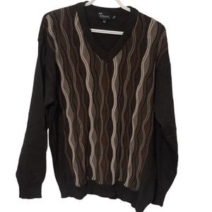 Swirl pattern V-neck cotton pull over